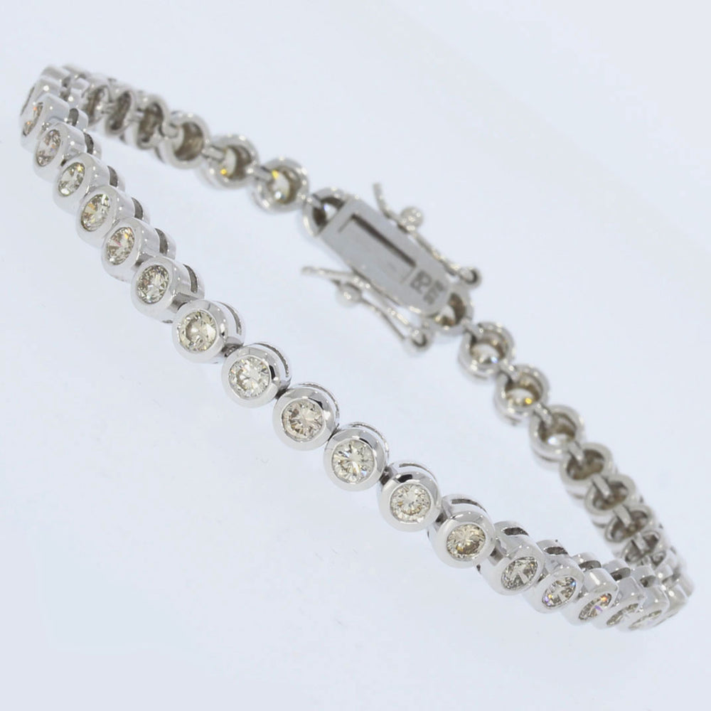 9ct White Gold Rub Over Set Diamond Line Bracelet  2.60ct
