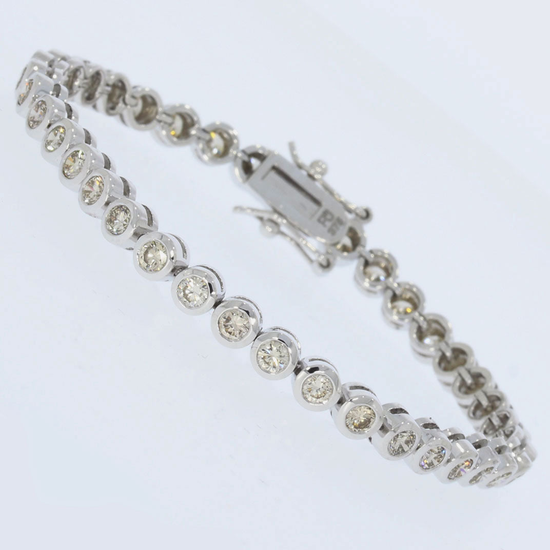 9ct White Gold Rub Over Set Diamond Line Bracelet  2.60ct