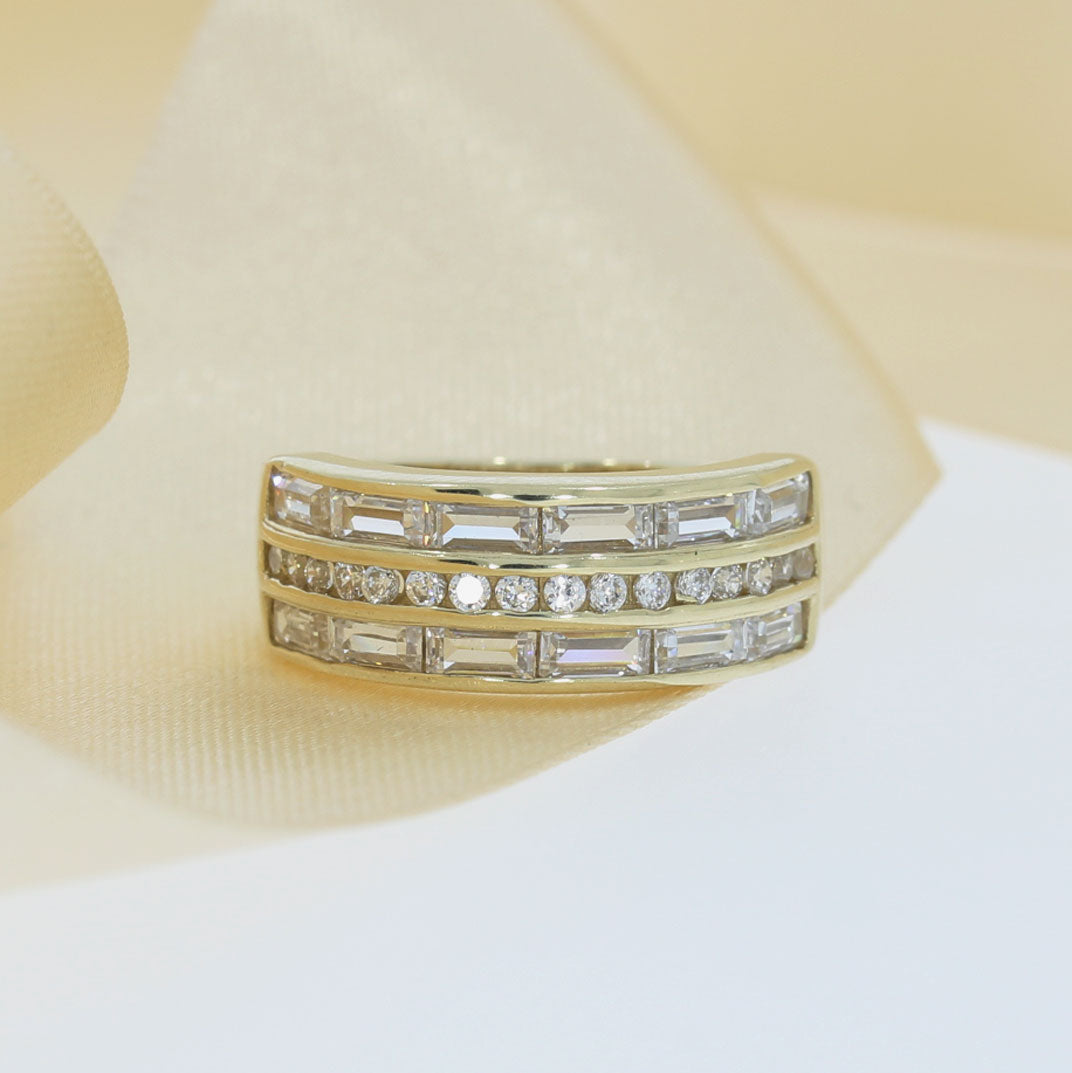 Pre Owned 9ct Yellow Gold Wide Cubic Zirconia