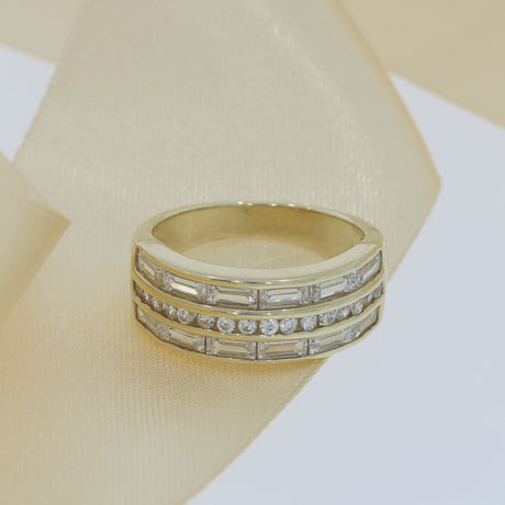 Pre Owned 9ct Yellow Gold Wide Cubic Zirconia