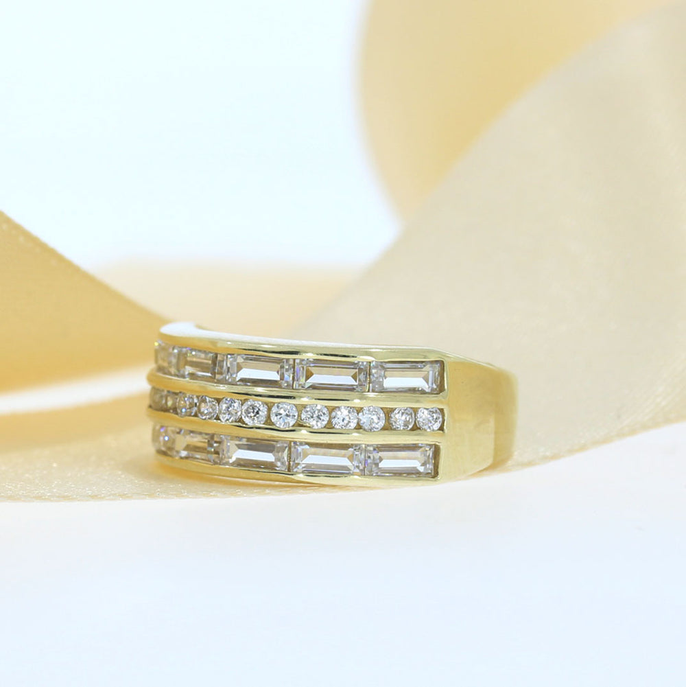 Pre Owned 9ct Yellow Gold Wide Cubic Zirconia