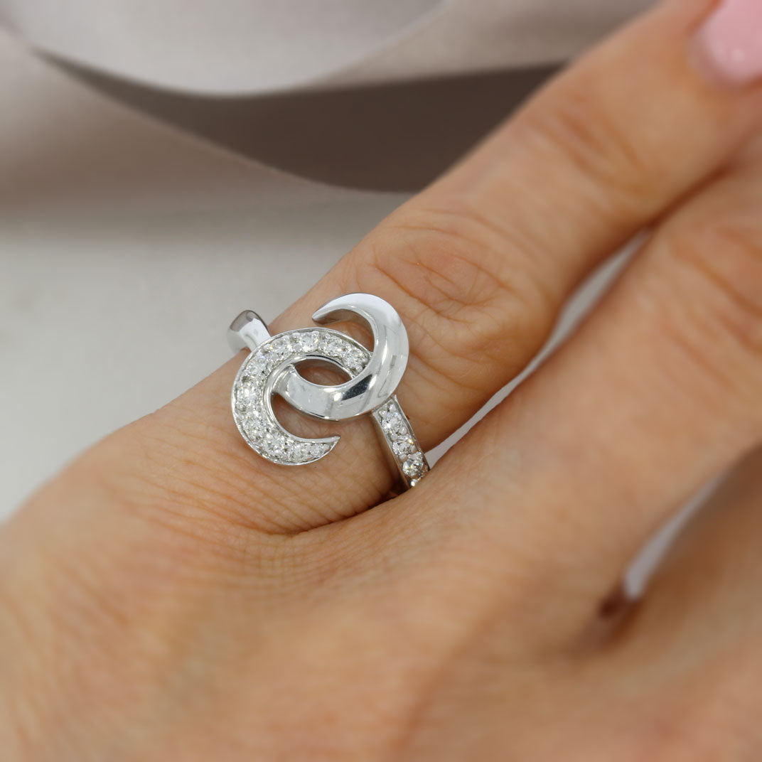 Pre Owned 18ct White Gold Fancy Crossover Swirl Diamond Dress Ring