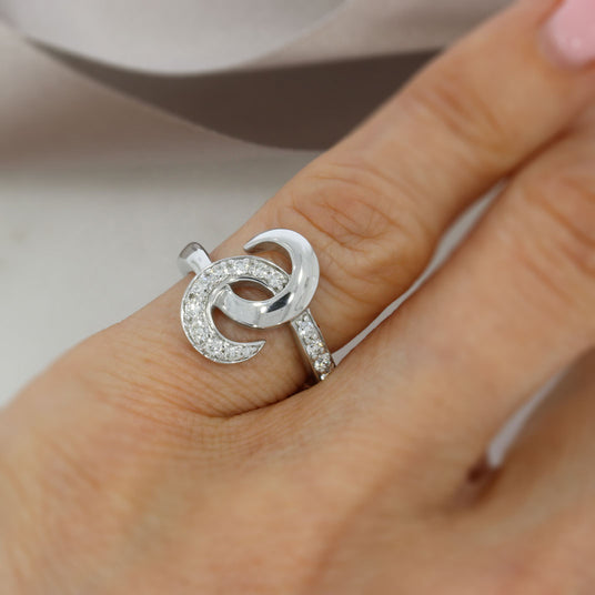 Pre Owned 18ct White Gold Fancy Crossover Swirl Diamond Dress Ring