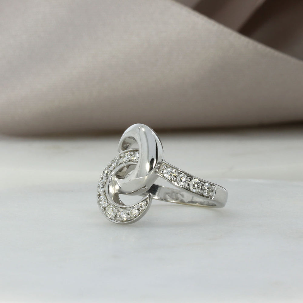 Pre Owned 18ct White Gold Fancy Crossover Swirl Diamond Dress Ring