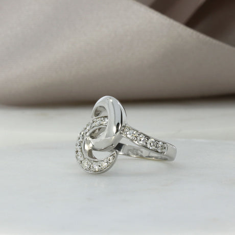 Pre Owned 18ct White Gold Fancy Crossover Swirl Diamond Dress Ring