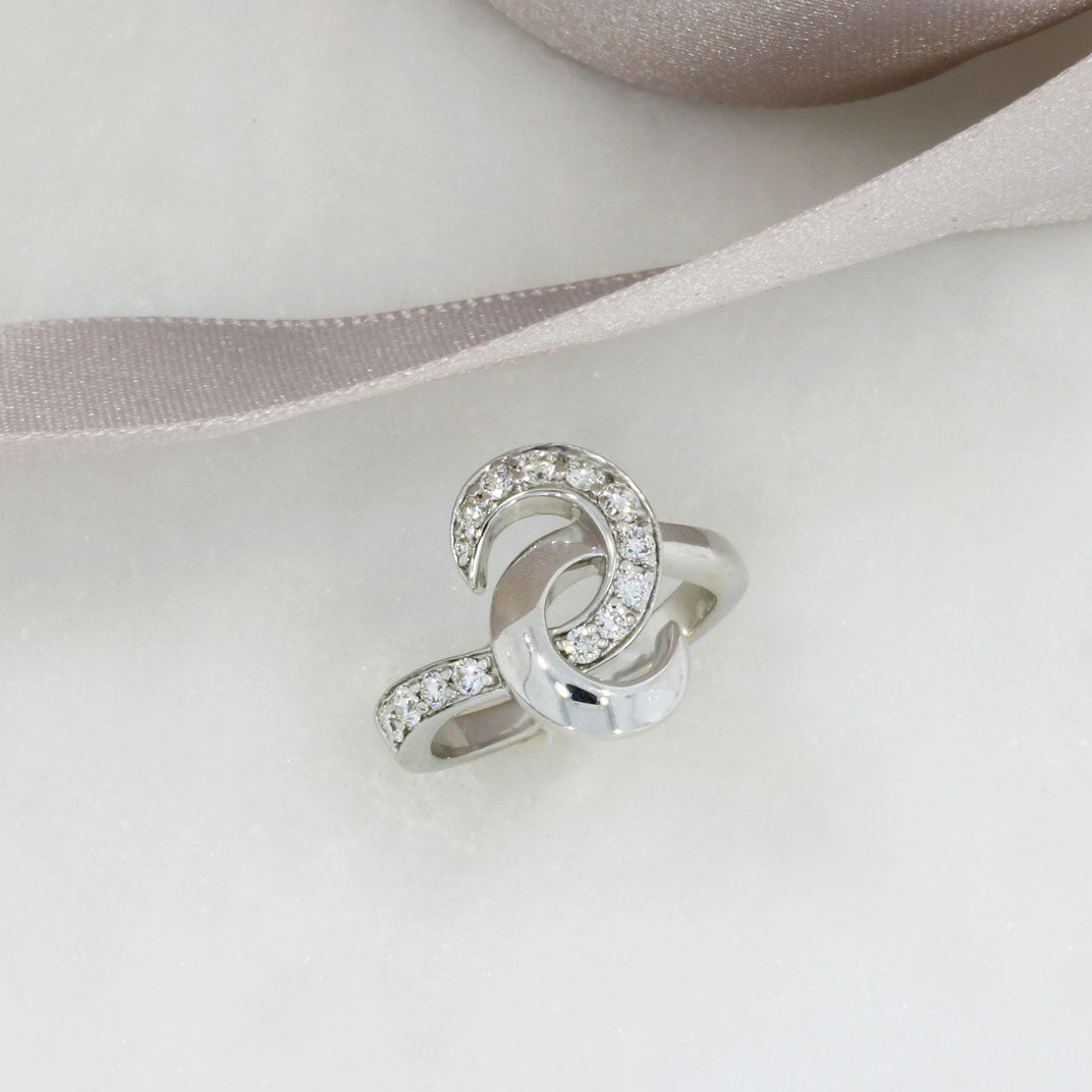 Pre Owned 18ct White Gold Fancy Crossover Swirl Diamond Dress Ring