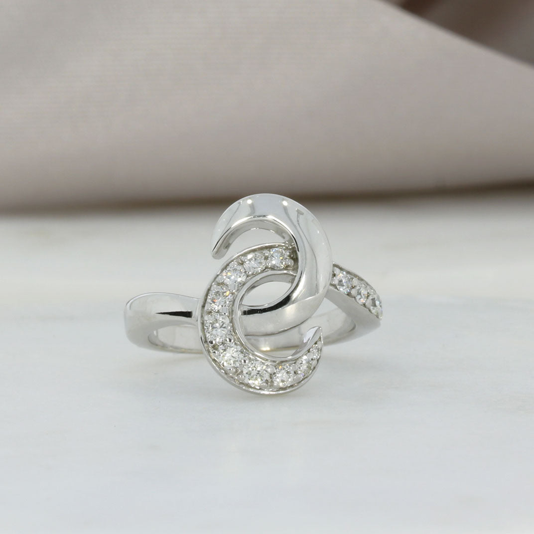 Pre Owned 18ct White Gold Fancy Crossover Swirl Diamond Dress Ring