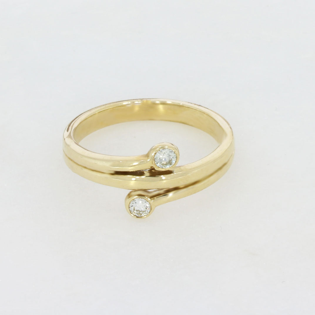 9ct Yellow Gold Ring Two Stone Diamond Ring