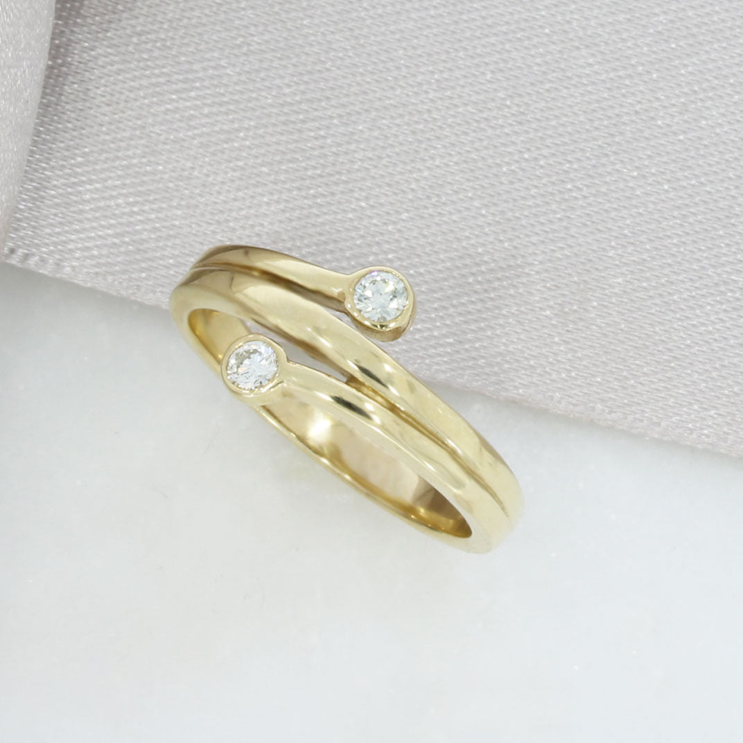 9ct Yellow Gold Ring Two Stone Diamond Ring