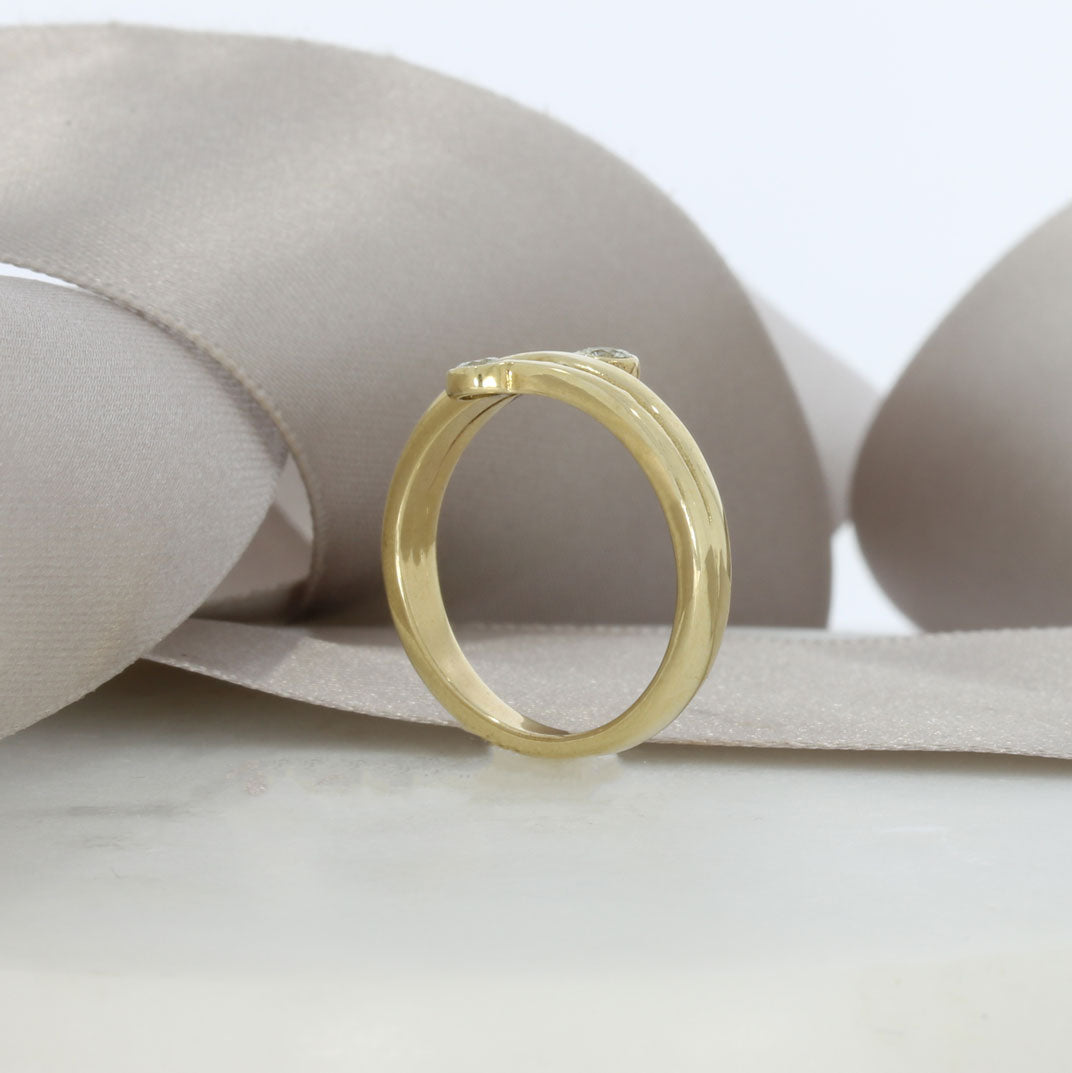 9ct Yellow Gold Ring Two Stone Diamond Ring