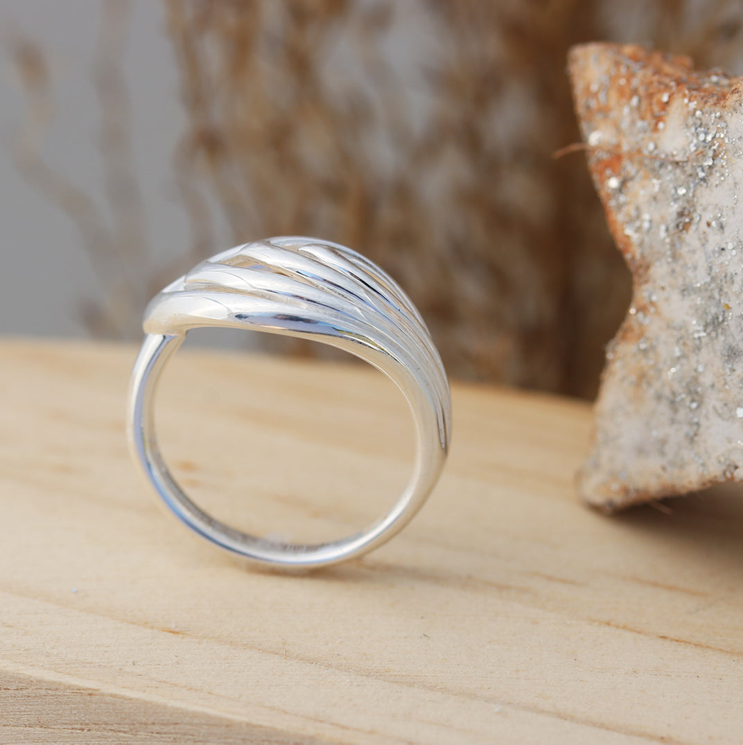 Silver Leaf Shaped Multi Wave Ring
