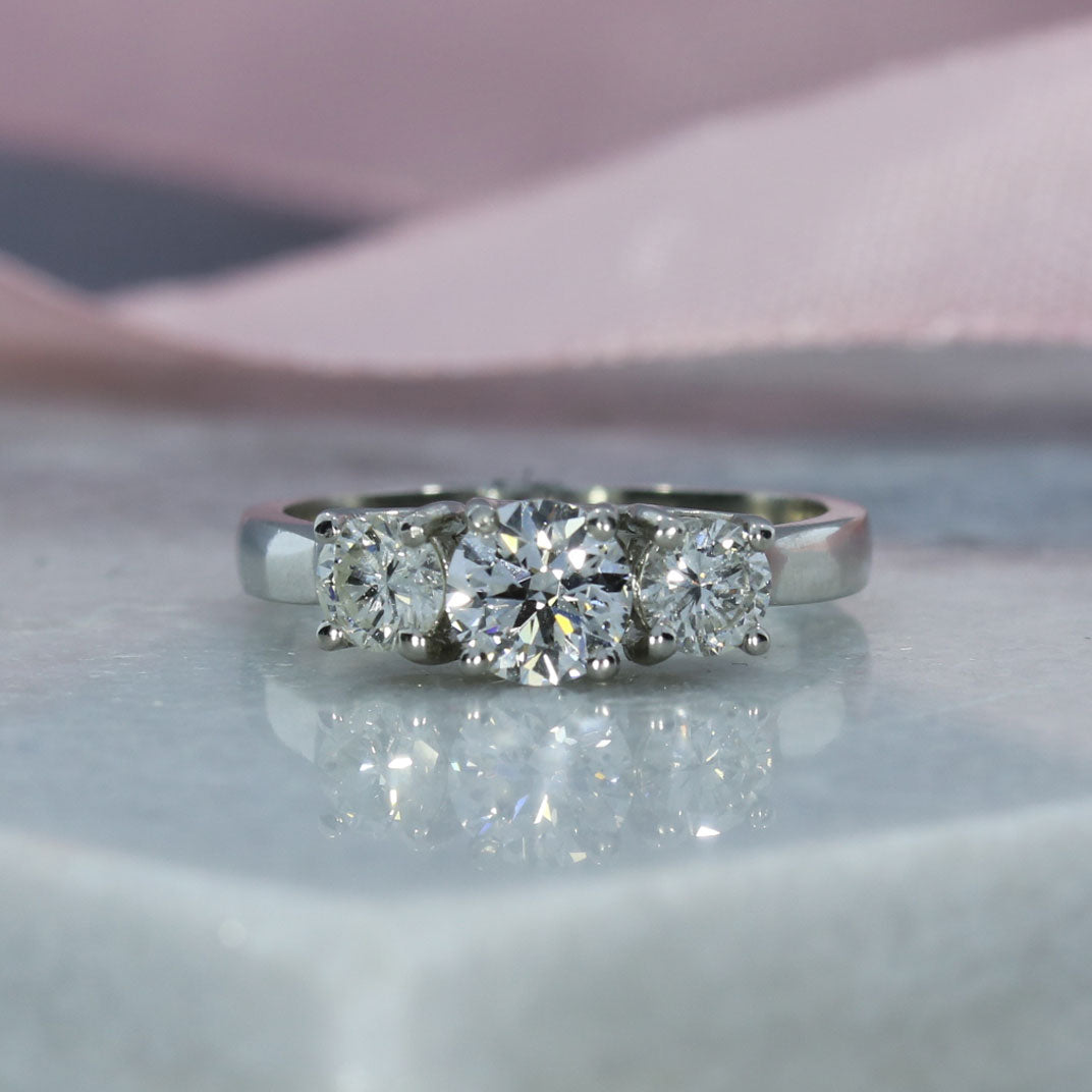 Pre-Owned Platinum Certified 3 Stone Diamond Ring 1.30ct