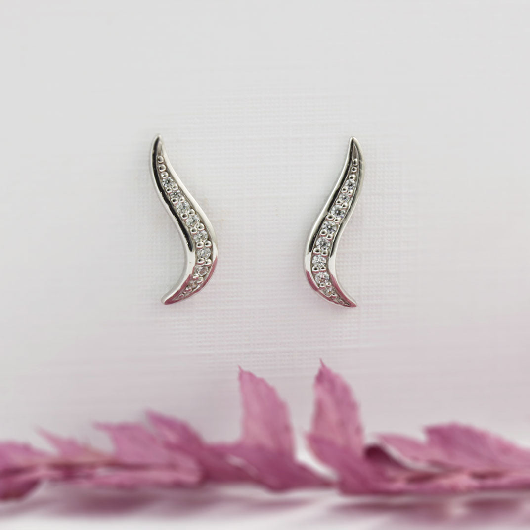 Silver CZ Climber Style Earrings