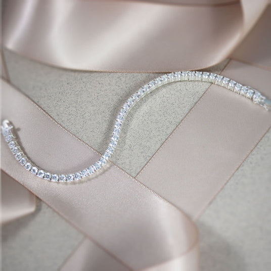Silver Claw Set Cubic Zirconia Tennis Bracelet