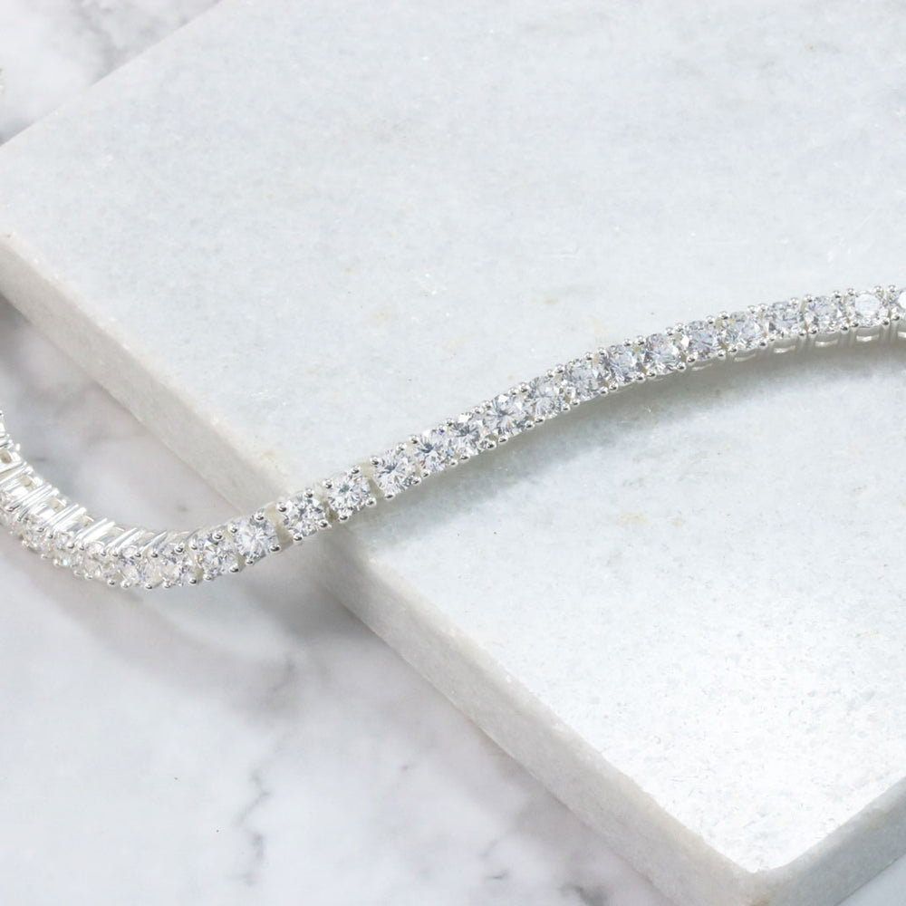 Silver Claw Set Cubic Zirconia Tennis Bracelet