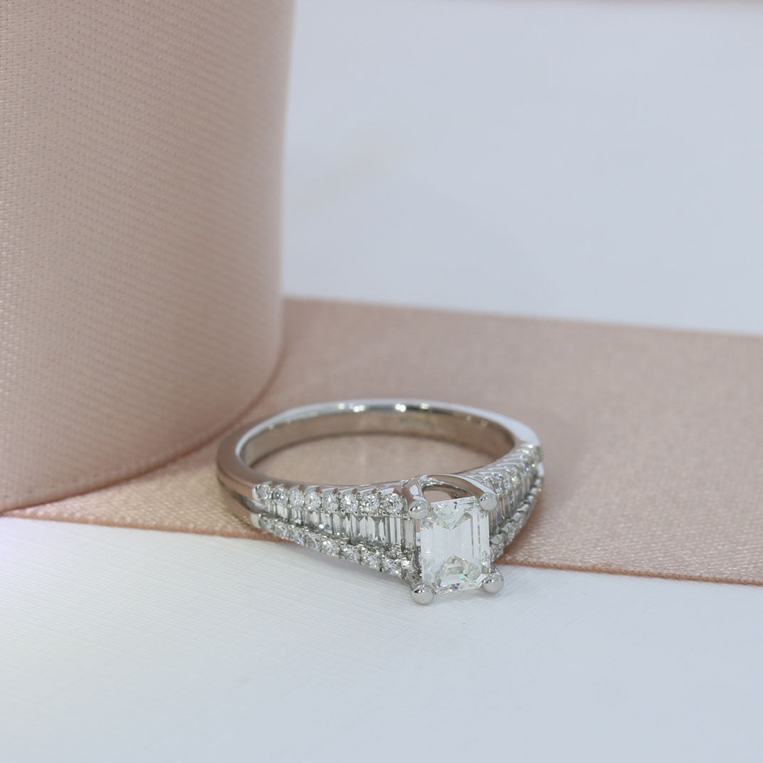 Pre Owned Platinum GIA Certified Emerald Cut Fancy Diamond 1.36ct