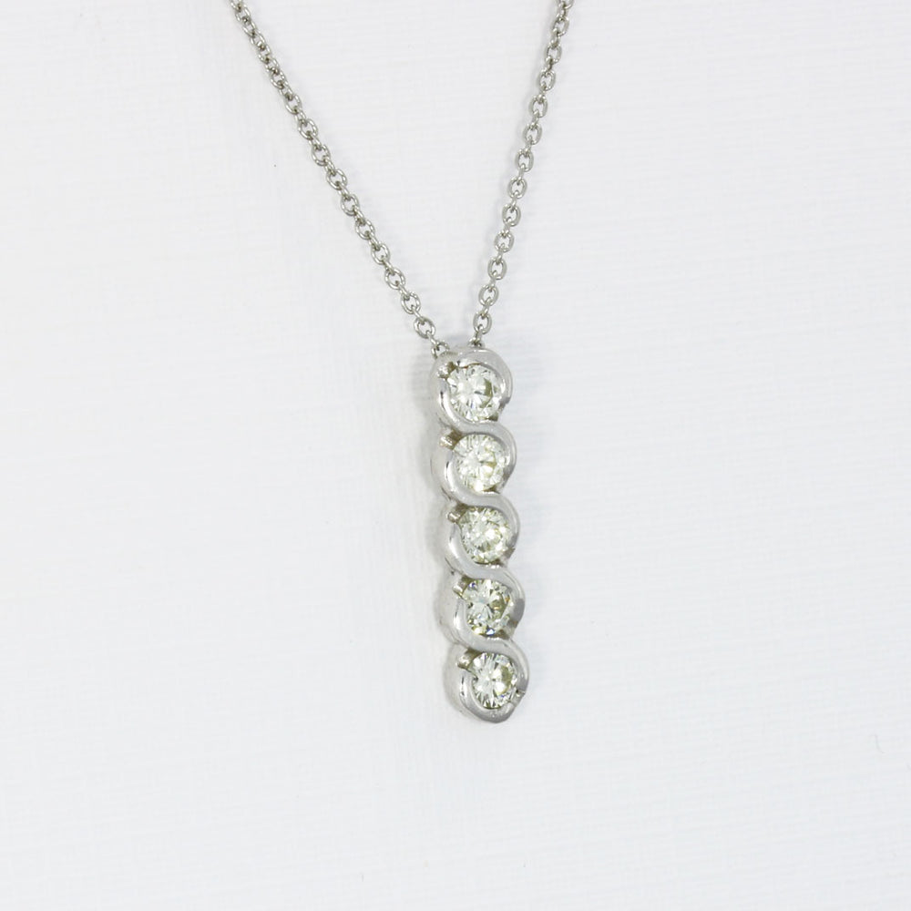Pre Owned Platinum 5 Stone Diamond 0.50ct On New Platinum Chain