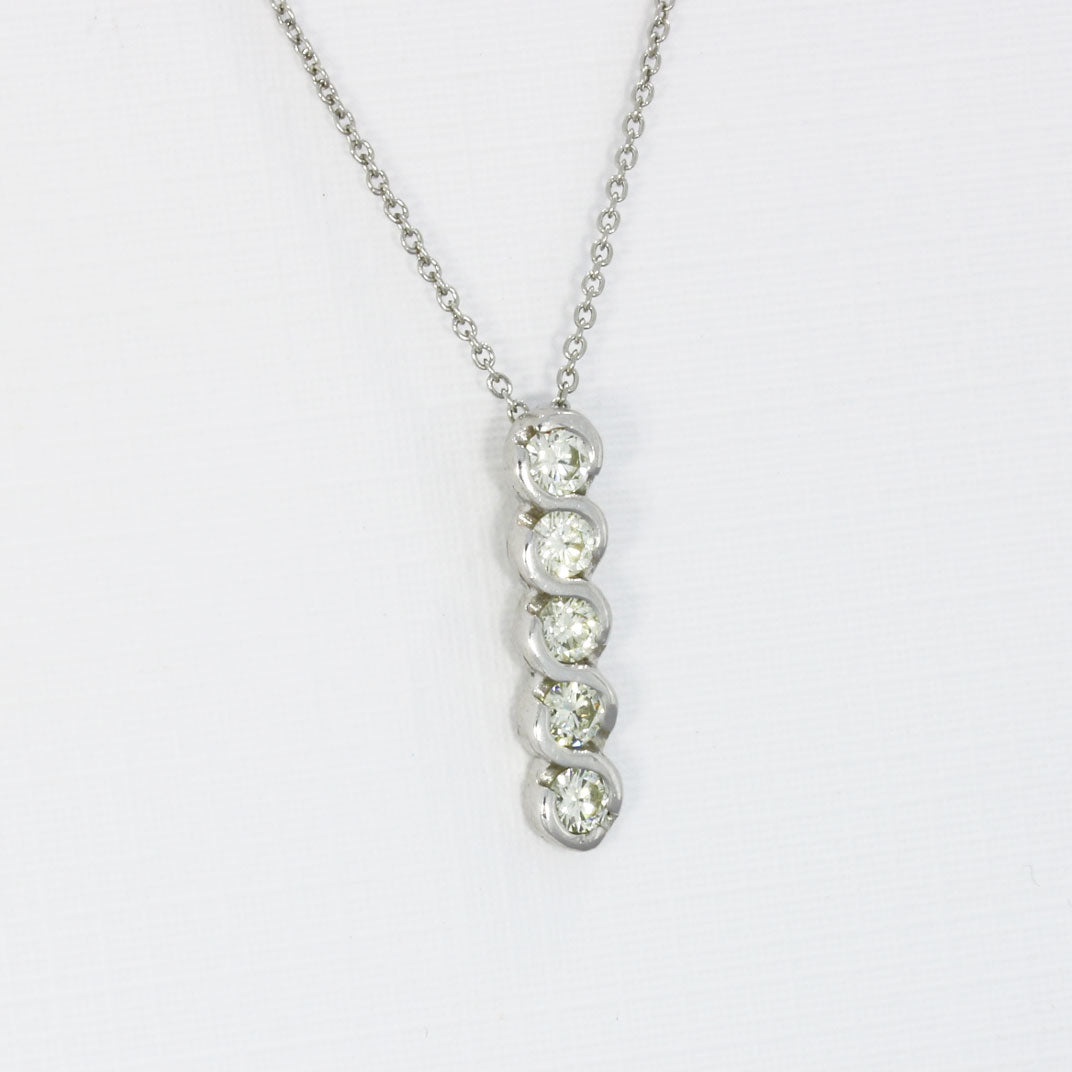 Pre Owned Platinum 5 Stone Diamond 0.50ct On New Platinum Chain