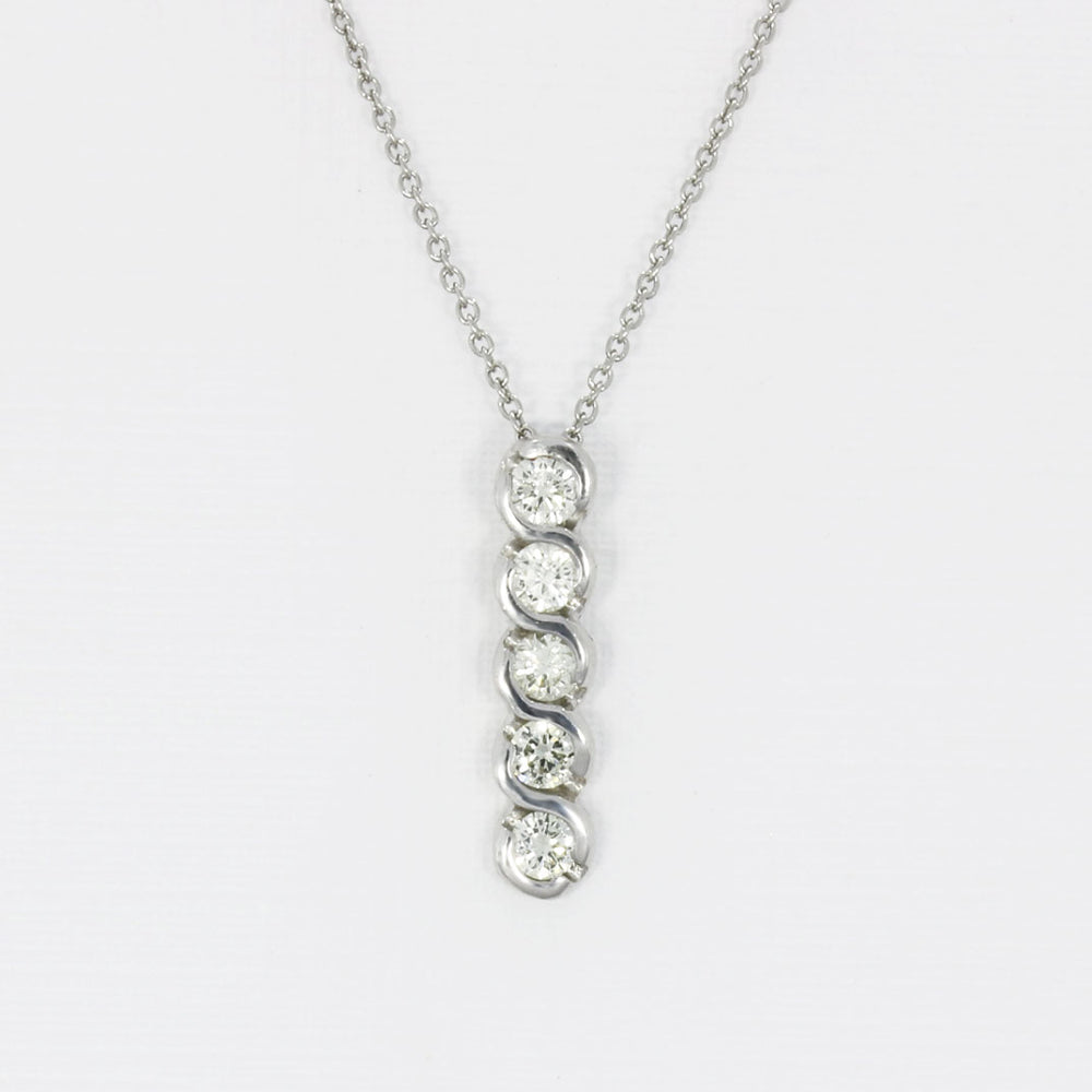 Pre Owned Platinum 5 Stone Diamond 0.50ct On New Platinum Chain