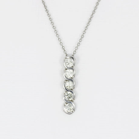 Pre Owned Platinum 5 Stone Diamond 0.50ct On New Platinum Chain