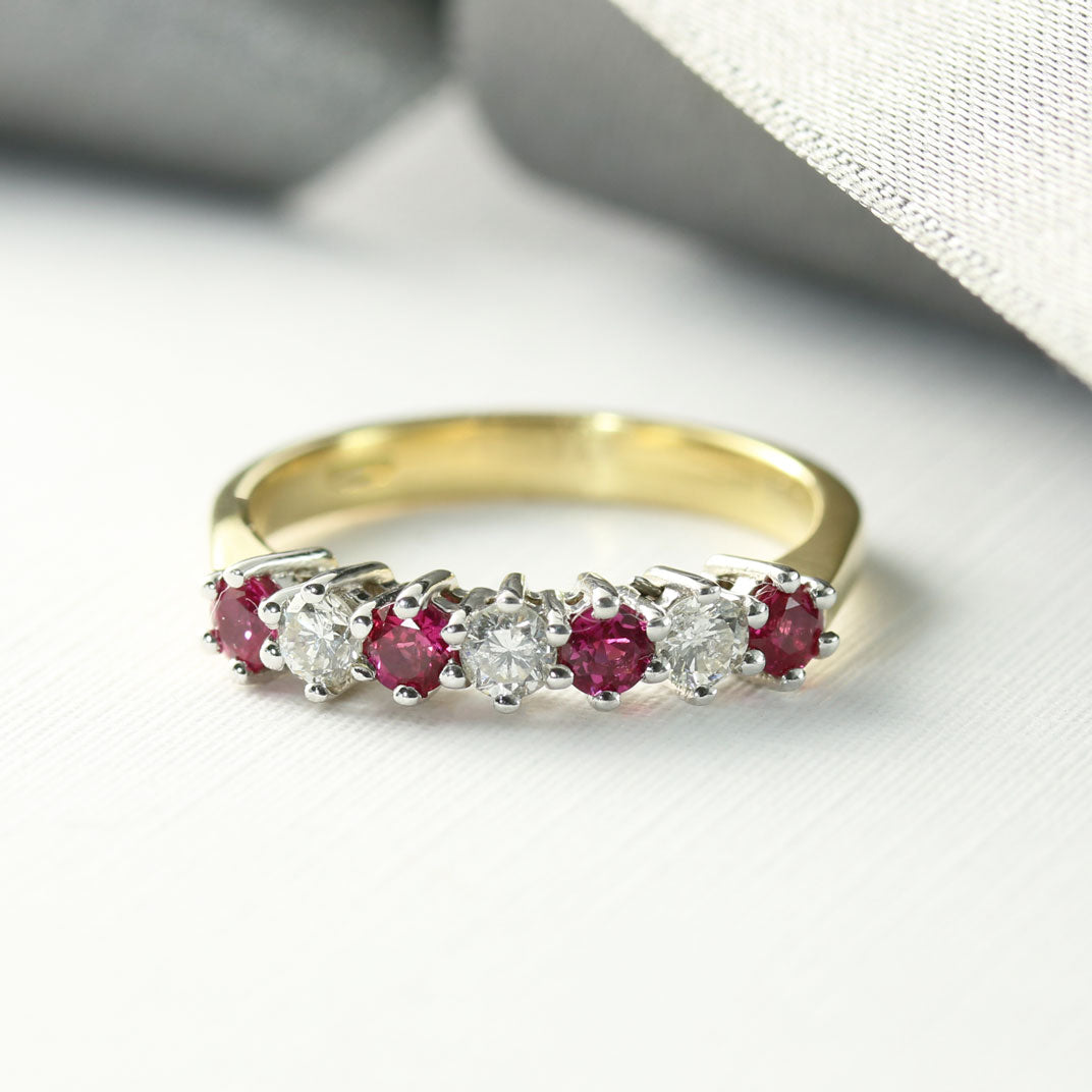 18ct Yellow Gold Ruby & Diamond Eternity Ring