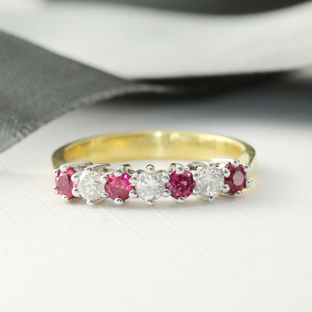 18ct Yellow Gold Ruby & Diamond Eternity Ring