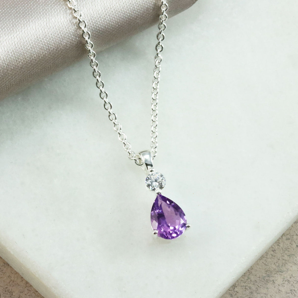 Silver Amethyst & CZ Pendants