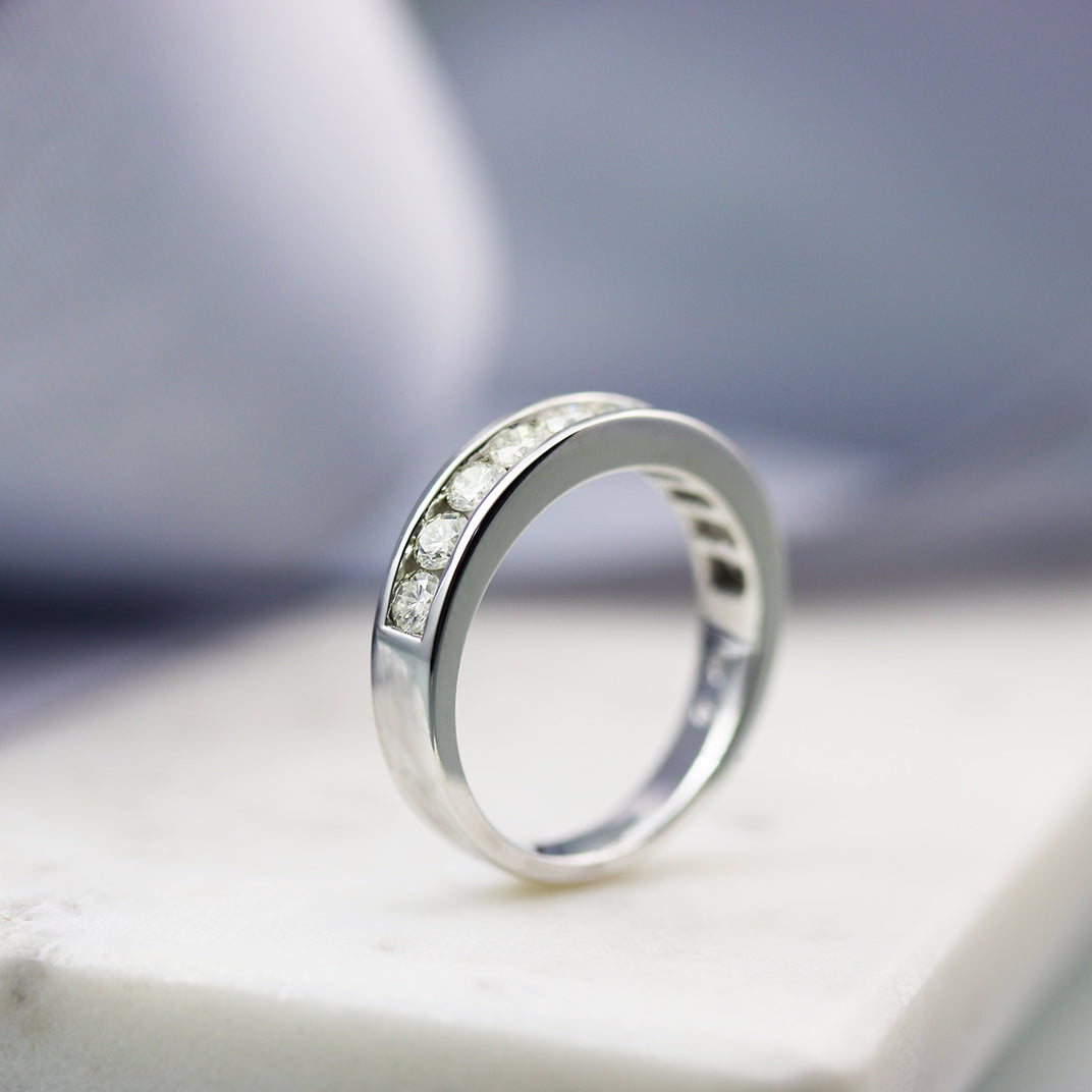 9ct White Channel Set Diamond Ring