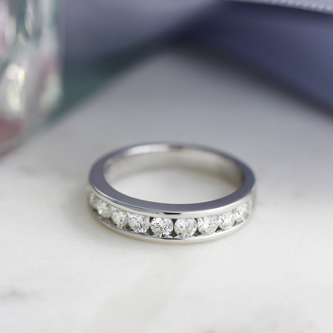 9ct White Channel Set Diamond Ring