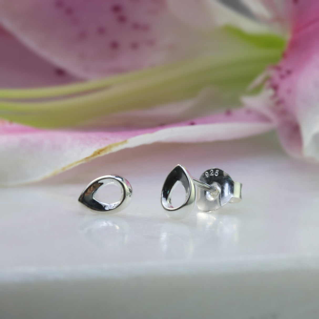 Silver Tiny Teardrop Stud Earring
