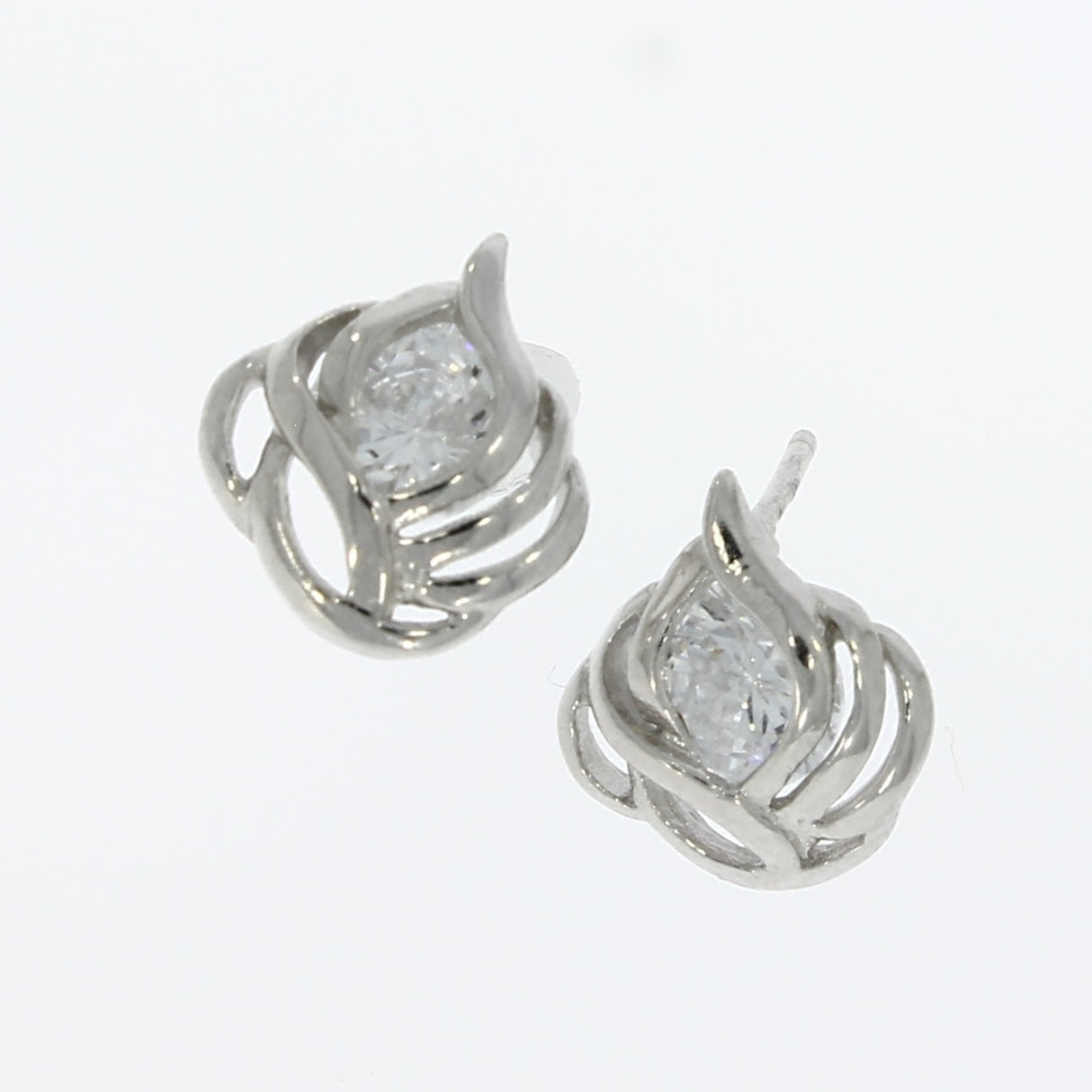 Silver Rose Style Stud Earrings