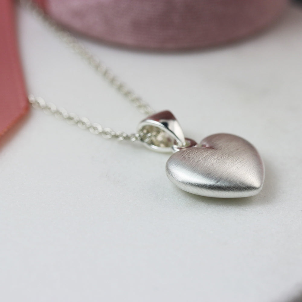 Silver Brushed Heart Pendant
