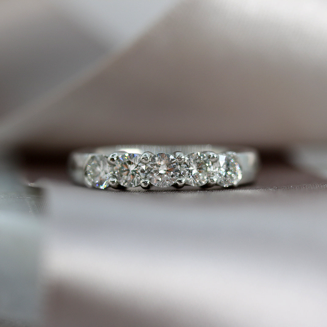 Platinum 5 stone claw set diamond eternity ring .96ct