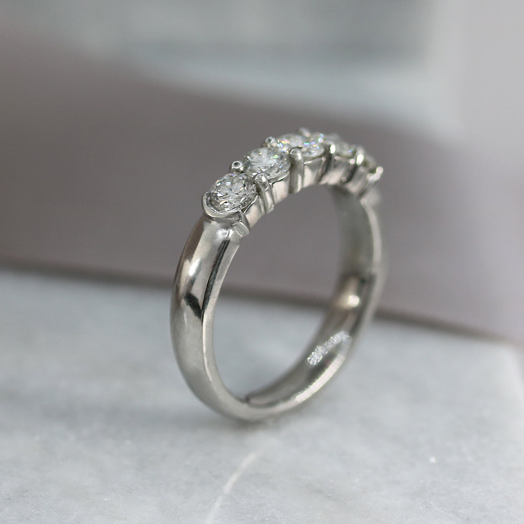 Platinum 5 stone claw set diamond eternity ring .96ct