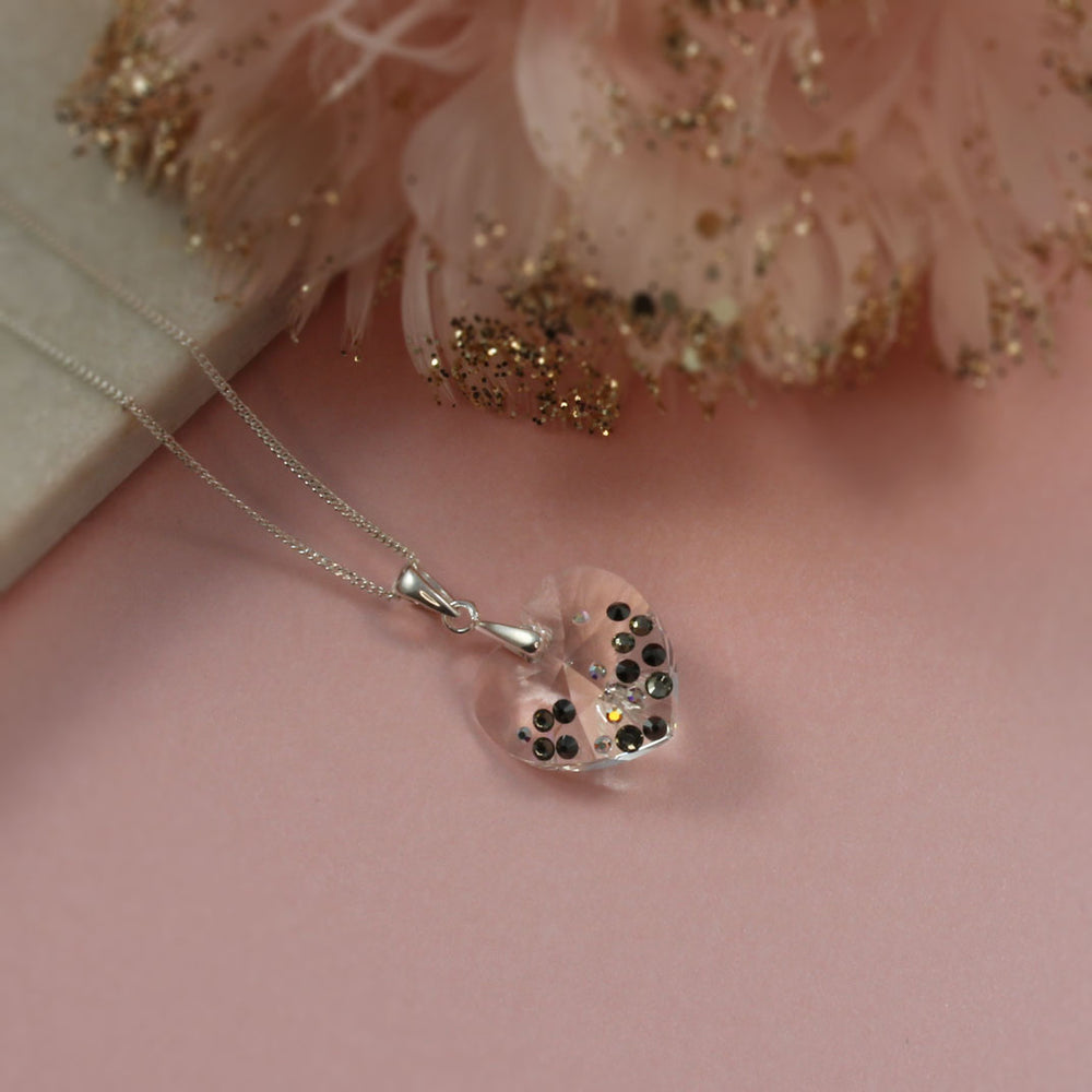Clear Heart Pendant with Crystal Studs