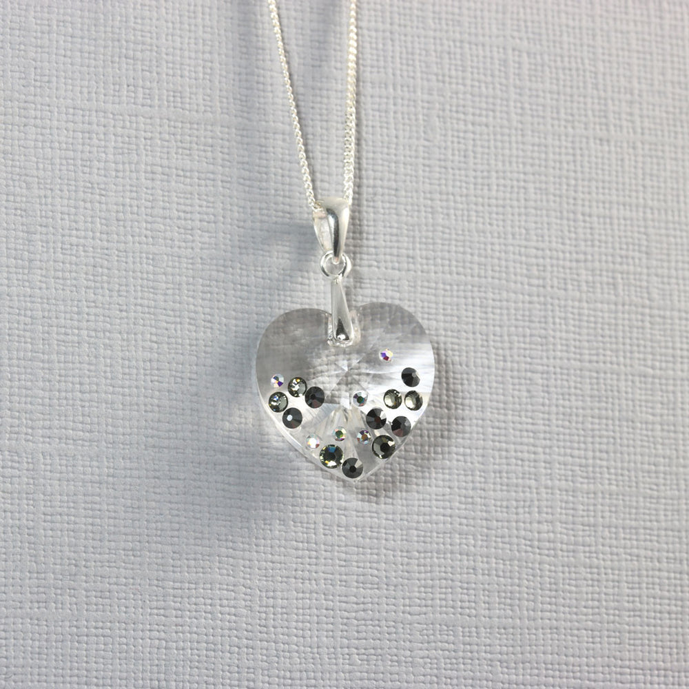 Clear Heart Pendant with Crystal Studs