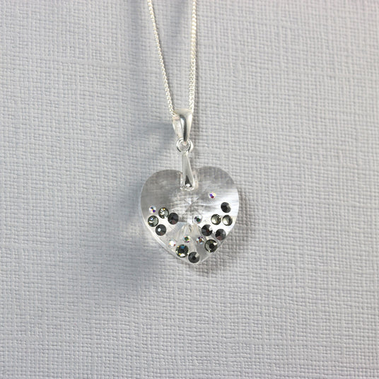 Clear Heart Pendant with Crystal Studs