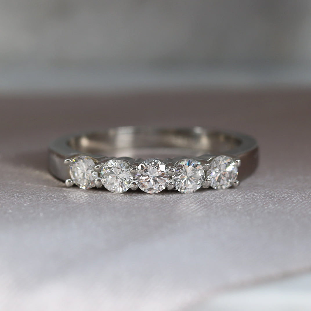 Platinum 5 stone claw set diamond eternity ring 0.67ct