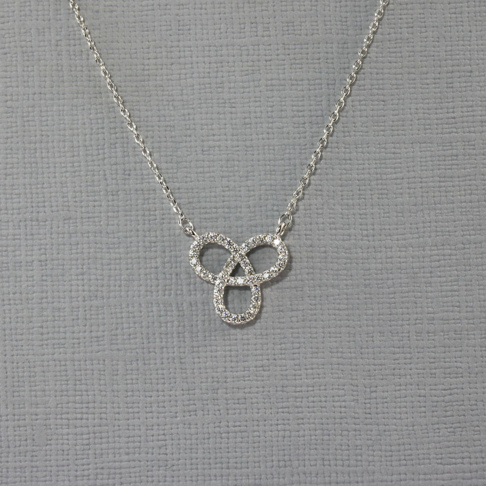 Silver Pave Set Treble Loop Necklace