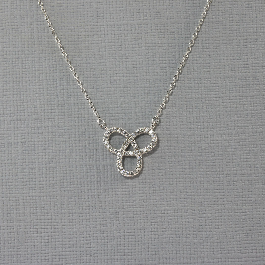 Silver Pave Set Treble Loop Necklace