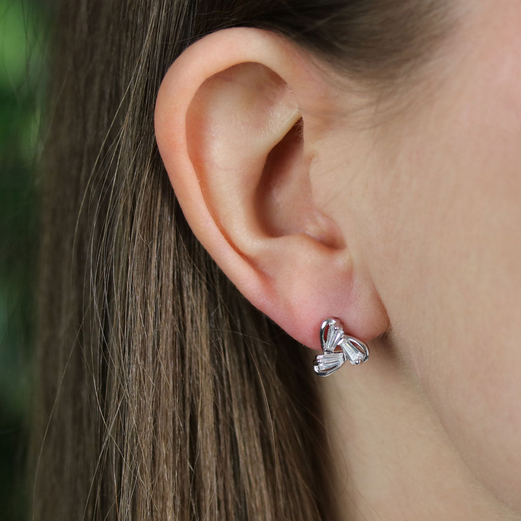 Silver CZ Stud Earrings