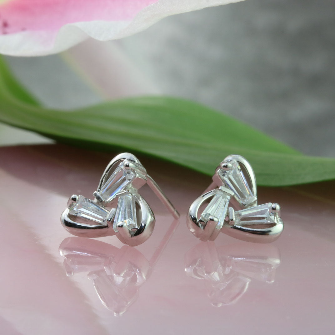 Silver CZ Stud Earrings