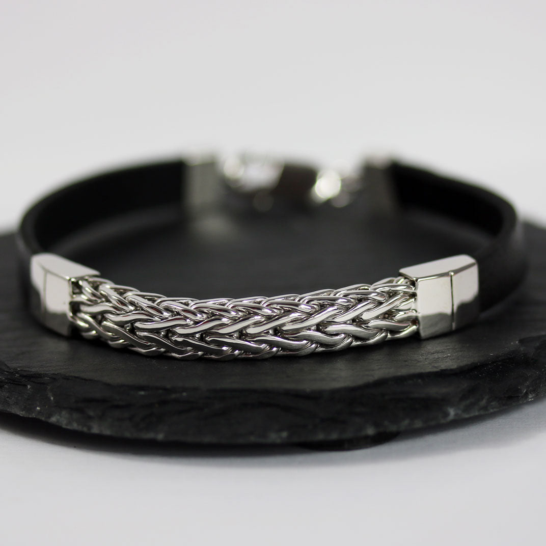 Leather & Silver Bracelet Paul David Jewellery Limited
