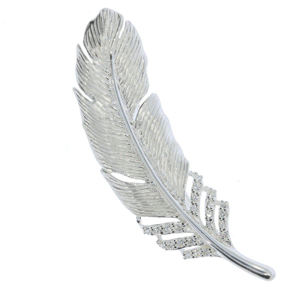 Solid Silver Feather Brooch
