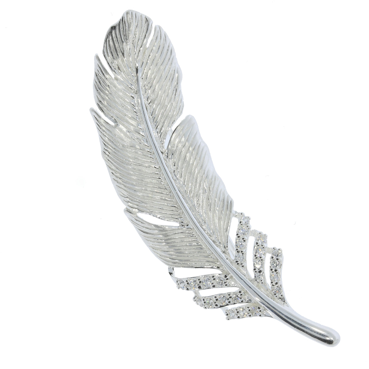 Solid Silver Feather Brooch