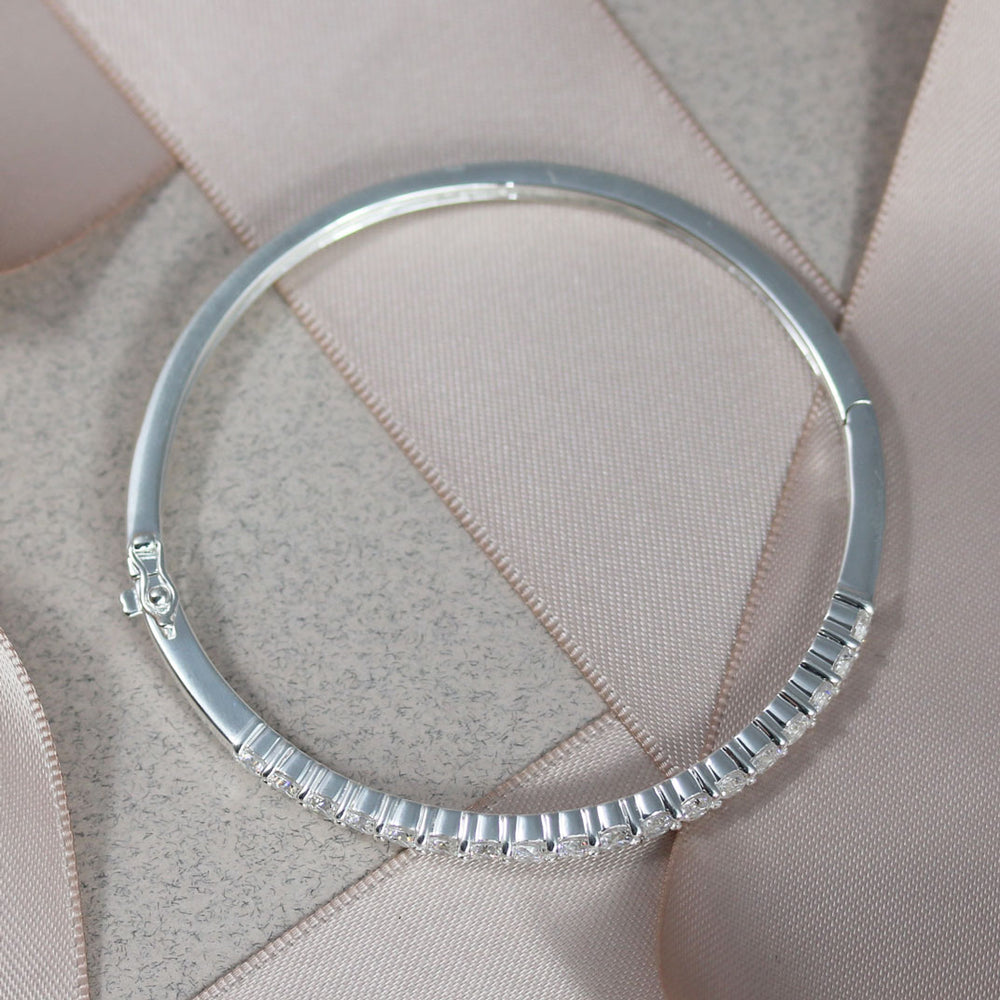 Solid Silver CZ Bangle