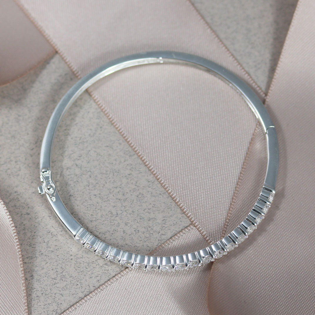 Solid Silver CZ Bangle