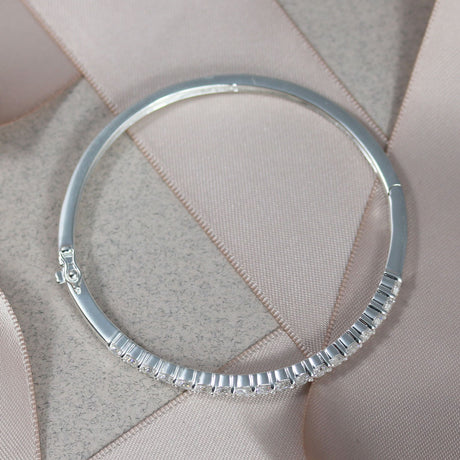 Solid Silver CZ Bangle