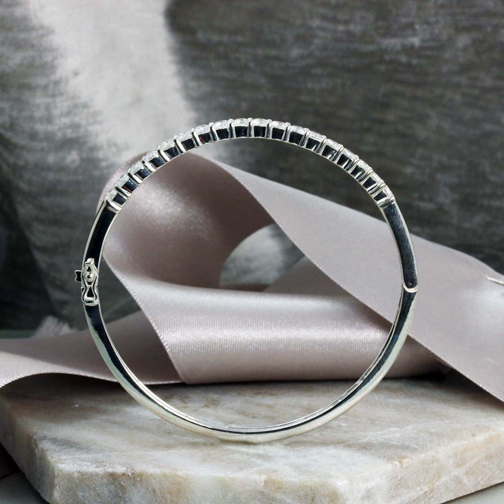 Solid Silver CZ Bangle