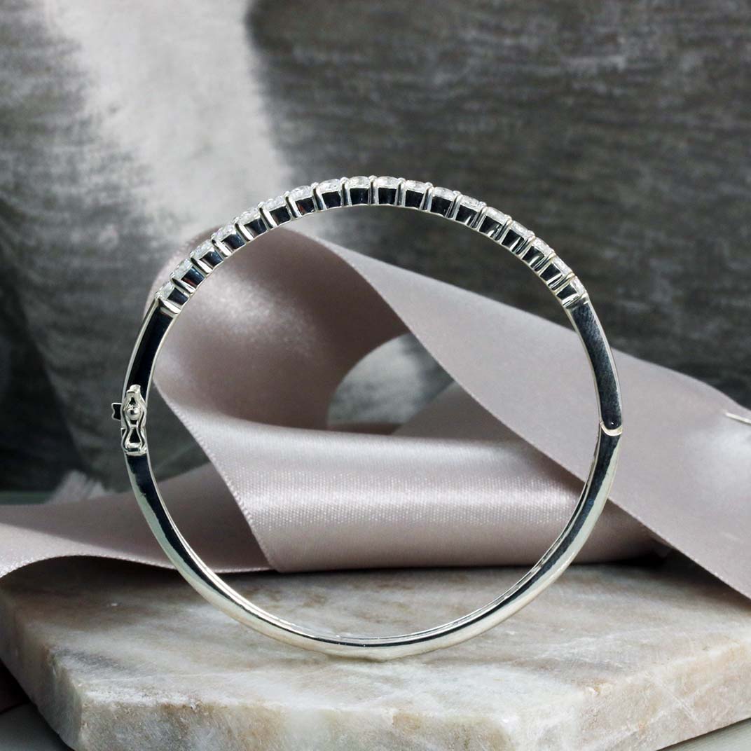 Solid Silver CZ Bangle